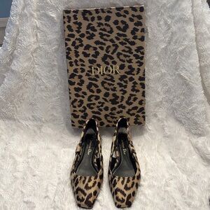 Dior Tan and Black Leopard Print Heels